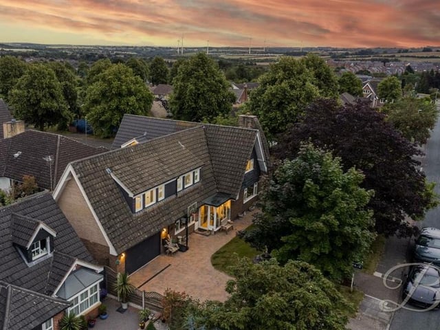 The last photo in our gallery is another view from the skies, depicting how the £675,000 four-bedroom Berry Hill property fits in with the surrounding landscape.