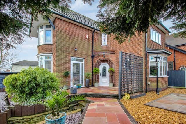 The impressive facade of the three-bedroom, detached home on Crow Hill Drive in Mansfield, which is on the market for offers of more than £325,000.