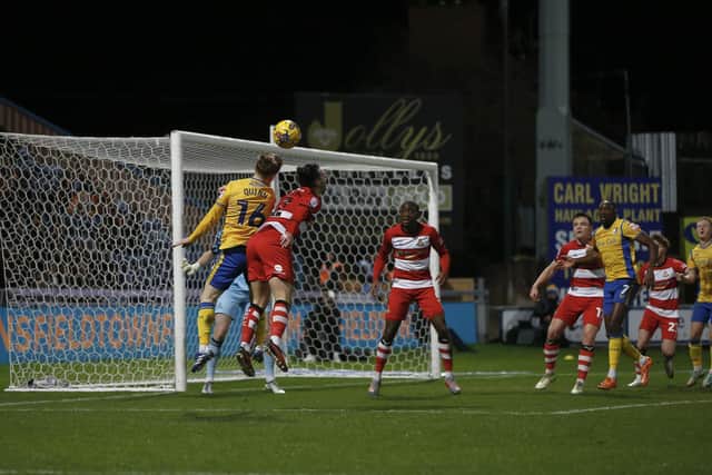 Action from the Sky Bet League 2 match against Doncaster Rovers FC at the One Call Stadium on Saturday 29 Dec 2023.
Photo credit Chris & Jeanette Holloway / The Bigger Picture.media