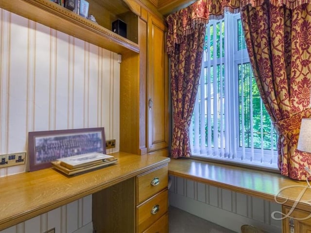 As well as the bedrooms on the first floor, you will find this smart study, with carpeted flooring, mood lighting and a window to the side.