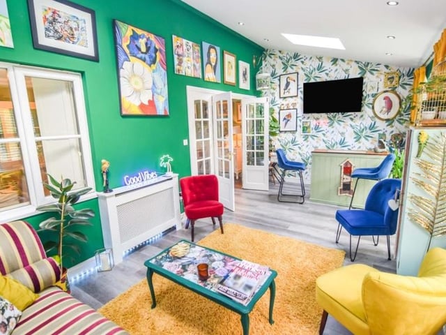 The snug/bar area from a different angle. It is as colourful as it is characterful.