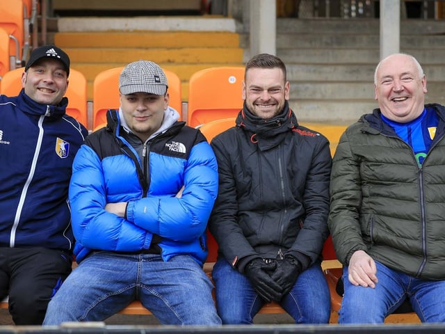 Mansfield Town fans ahead of the big win at Bradford.