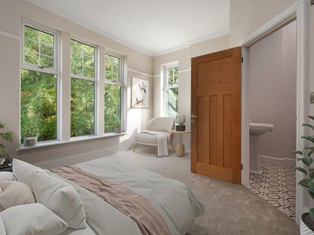 The second double bedroom is only slightly smaller than the master. It is filled with natural light thanks to windows facing the side and back of the £625,000 property.