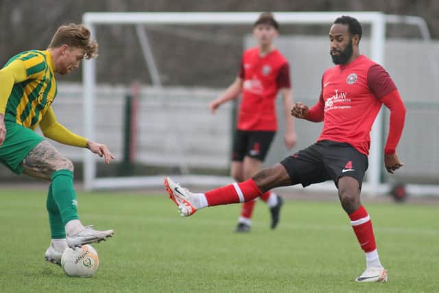 Jermain Hollis - hit the bar in best chance for Eastwood CFC in defeat at Wisbech.