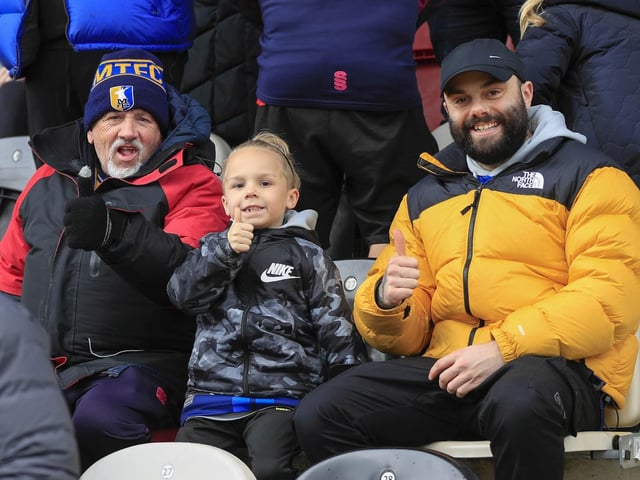 Mansfield Town fans enjoy the day at Newport County.