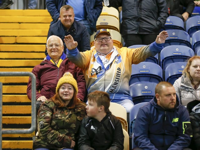 Mansfield Town fans at last night's game with Derby County.