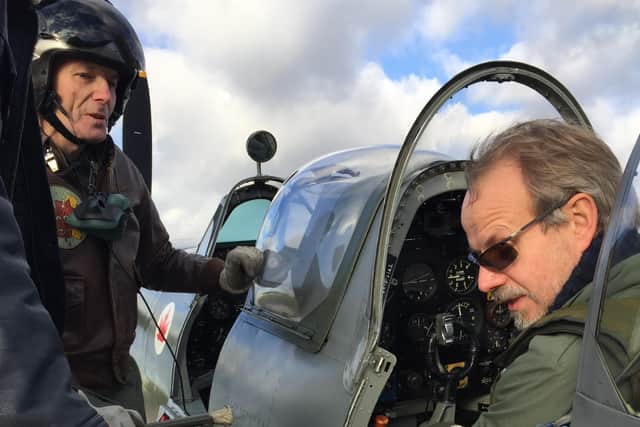 Flying enthusiast Graham Oliver, right, is restoring a Spitfire brought down in the Second World War at Biggin Hill.