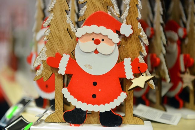 Santa decorations are all around the store to boost the Christmas spirit.