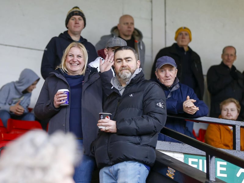 Mansfield fans at the Sky Bet League 2 match against Walsall FC at the Poundland Bescot Stadium, Saturday 17 Feb 2024  Photo credit Chris & Jeanette Holloway / The Bigger Picture.media:Mansfield Town fans at the defeat to Walsall.