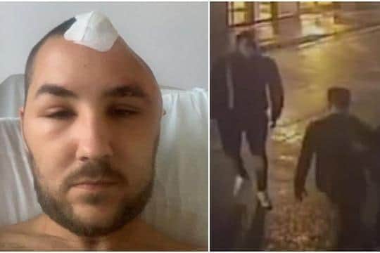 Perry Cranston, left, was left with life-changing injuries, and CCTV footage of the attack