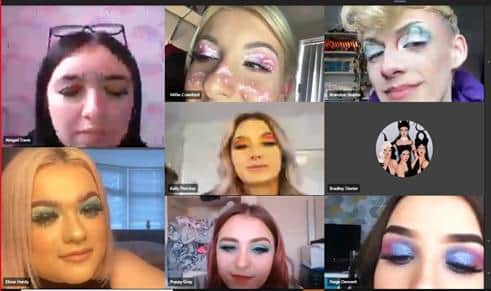 Students did their own makeovers following tutorials online.