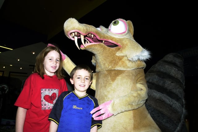 Alice and Charlie  Woolloff from Ecclesall met Ice Age character Scrat,  at the UCG Cinemas in 2002  when the film Ice Age was showing