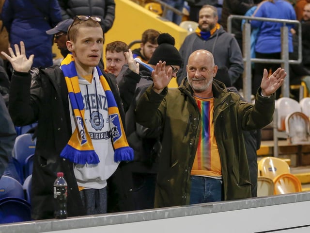 Mansfield Town fans at last night's game with Derby County.