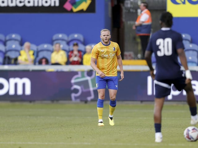 Mansfield Town defender Frazer Blake-Tracy during the Pre Season match against Oxford Utd at the One Call Stadium on Saturday 27 July 2024.
Photo credit Chris & Jeanette Holloway / The Bigger Picture.media : Position: Left-back
