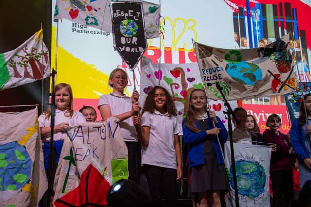 Pupils from Hawthorne Primary in Bestwood, Walton Peak Flying High Academy and South Normanton's The Green Infant School. (Photo by: Lou Brimble/Flying High Trust)