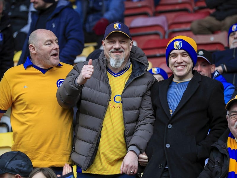 Mansfield Town fans ahead of the big win at Bradford