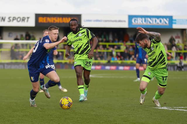 Action during the Sky Bet League 2 match against Forest Green Rovers FC at the Fully Charged New Lawn, 10 Feb 2024 
Photo credit Chris & Jeanette Holloway / The Bigger Picture.media