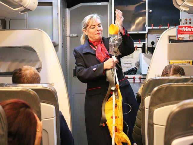 Maria Gunning, who has worked in the airline industry for over 25 years, spoke to students about how to professionally utilise their hospitality skills whilst on-board a flight. She performed the standard airline safety demo, together with how to cater for passengers on-board, attending to food and drinks requests.