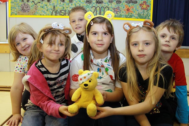 2011: A fabulous group shot of youngsters from Awsworth Primary School helping to raise money for Children In Need.