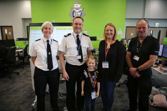 Cara and Charmaine Chippendale with ACC Griffin and control room team