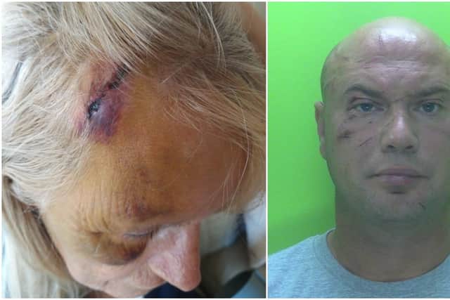 Patricia Mellors (left) suffered serious head injuries, a broken pelvis, ankle ligament damage and a number of cuts and bruises. Sigits Ceburs (right) was trying to evade police when he crashed into the 64-year-old.