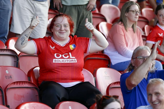 Mansfield fans at the Sky Bet League 2 match against Grimsby Town at Blundell Park, 19 August 2023. 
Photo credit should read : Chris & Jeanette Holloway / The Bigger Picture.media