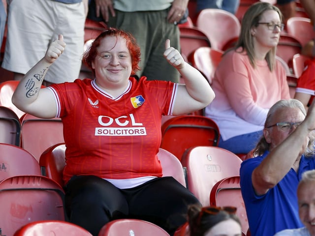 Mansfield fans at the Sky Bet League 2 match against Grimsby Town at Blundell Park, 19 August 2023. 
Photo credit should read : Chris & Jeanette Holloway / The Bigger Picture.media