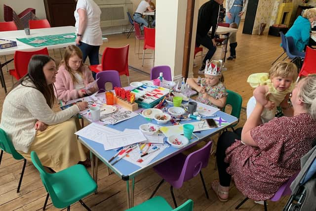 The crafting table was a popular stop for visitors.