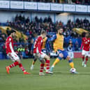 Mansfield Town forward Jordan Bowery in action in Saturday's frustrating 1-1 home draw with Crewe Alexandra. Photo by Chris Holloway/The Bigger Picture.media