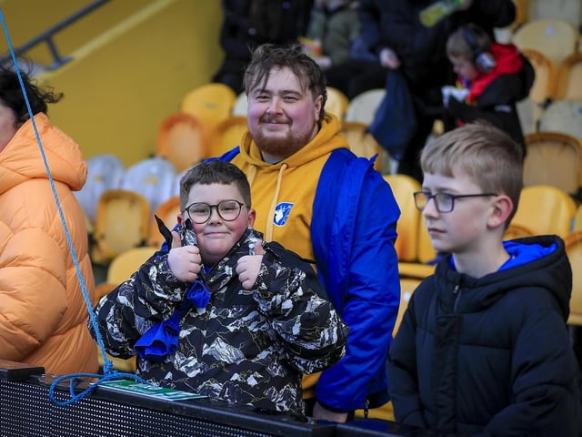 Mansfield Town fans ahead of the draw with Colchester United.
