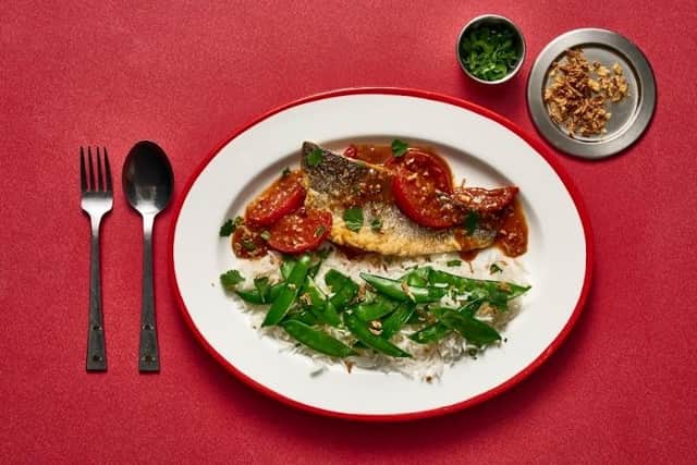 Malaysian Hot & Sour Sea Bass With Lemongrass Rice.