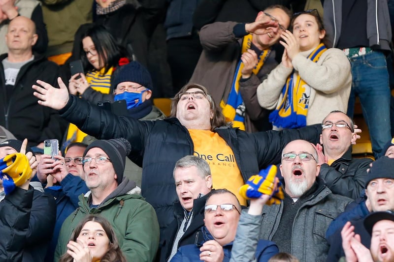 Mansfield Town fans at the Utilita Energy Stadium for the match against Bradford City AFC, 26 Feb 2022 
Photo credit : Chris Holloway / The Bigger Picture.media