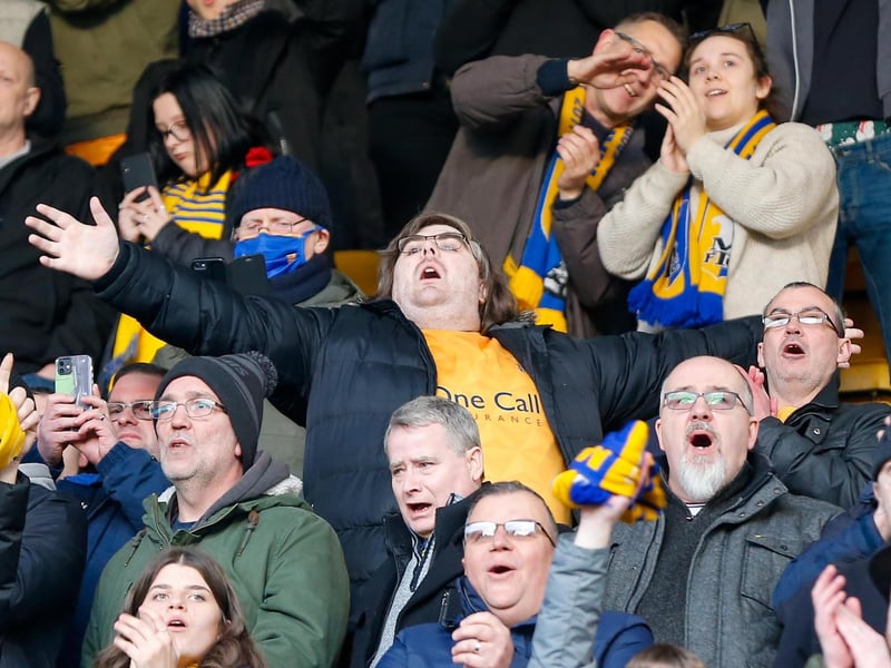 Mansfield Town fans at the Utilita Energy Stadium for the match against Bradford City AFC, 26 Feb 2022
Photo credit : Chris Holloway / The Bigger Picture.media