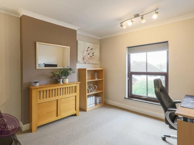 This smart first-floor bedroom is so flexible that it can be utilised as a home office. There is plenty of space for a desk and other furniture.