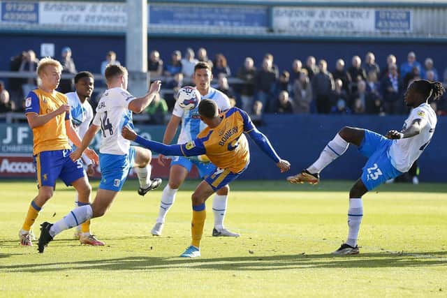 Mansfield Town on their way to victory at Barrow in October.