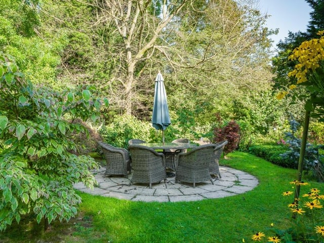 This quaint seating area is a particularly delightful spot within the grounds of the £1.15 million eco-home..