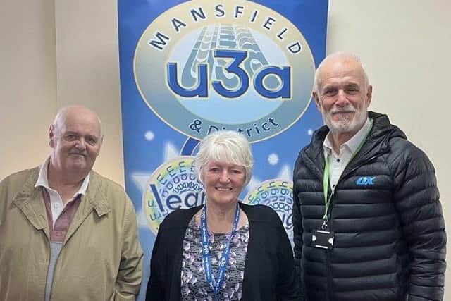 Coun Andre Camilleri, right, and Coun Stephen Garner, with Mansfield u3a chairman Yvonne Kennison.