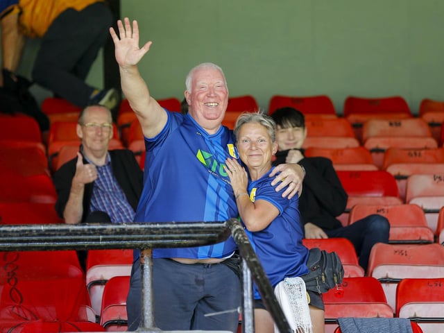 Mansfield fans at the Sky Bet League 2 match against Grimsby Town at Blundell Park, 19 August 2023. 
Photo credit should read : Chris & Jeanette Holloway / The Bigger Picture.media