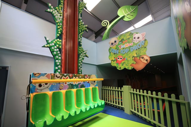 A bigger version of the Tree Top Drop ride for older children is located outside.