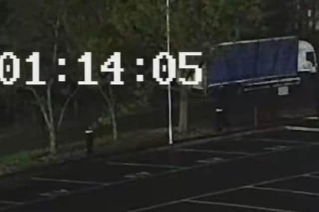 A CCTV capture of the lorry that had fuel stolen from it in Huthwaite