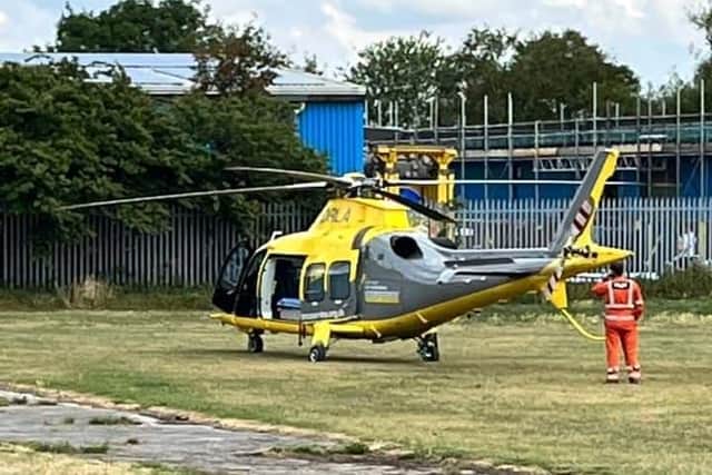 The air ambulance was spotted on Hardwick Lane Recreation Ground, Sutton.