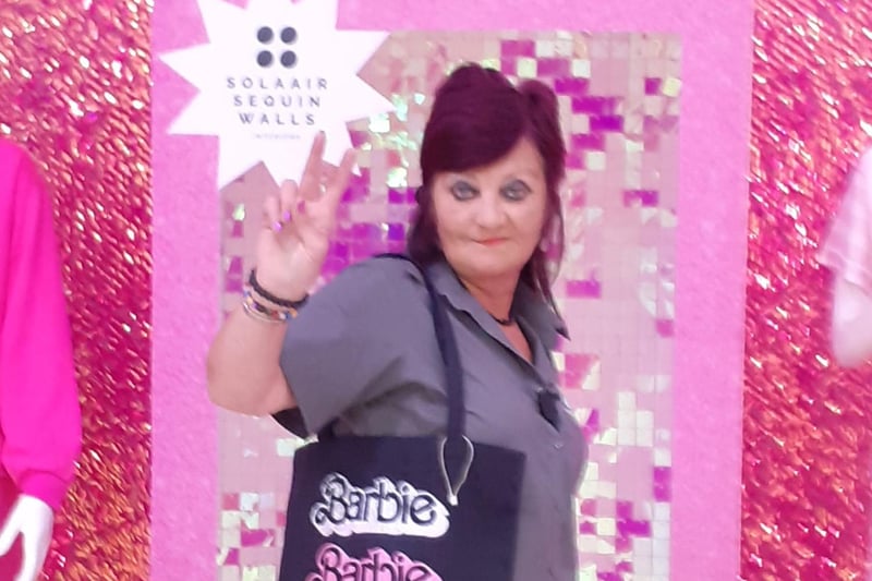Dianne Williams works at Mansfield Four Seasons shopping centre and here she is, modelling the centre's latest Barbie display.