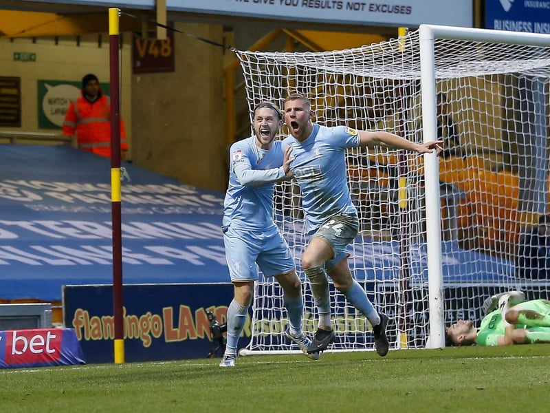 Alfie Kilgour scores at Bradford.