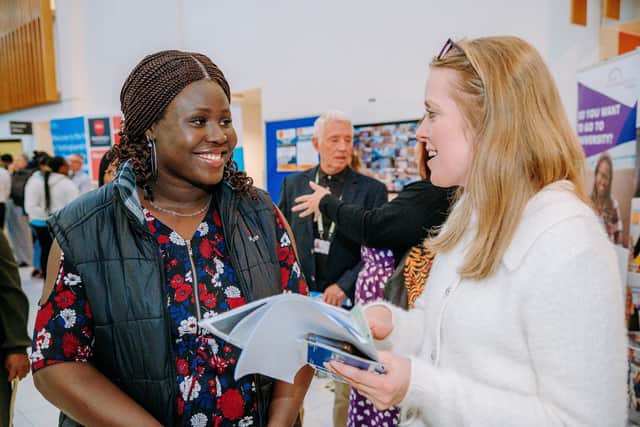 images of a member of staff interacting with a member of the public in our previous “Step into the NHS” event.