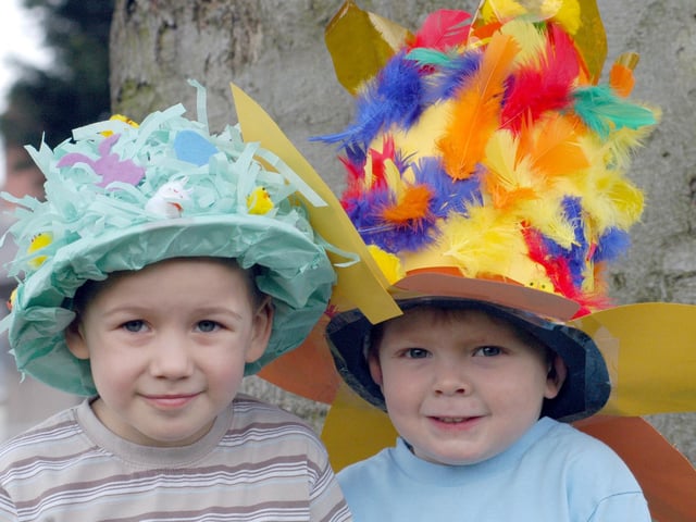 Four year olds Joseph Kerry and Linus Picker two of the contestants in the Easter Bonnet Parade held at Swanwick Pre-Schools Easter Fair in 2007