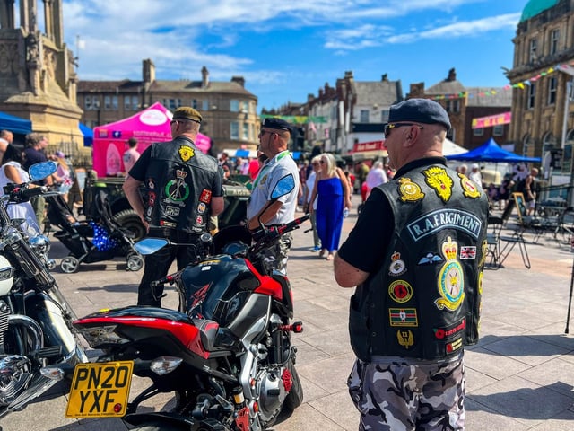Bikers flocked into the market place.