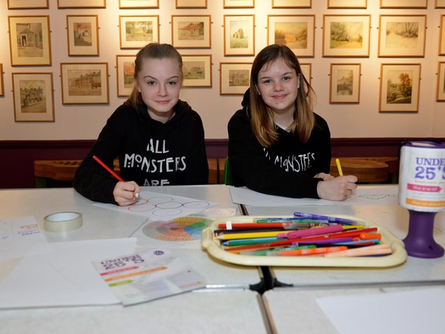 Fitness, Food and Fun health and wellbeing event at Mansfield Museum, pictured are Niamh, 13 and Ellie, 14 in 2018.