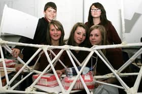 Pupils from Kimberley School are pictured with their winning bridge design.