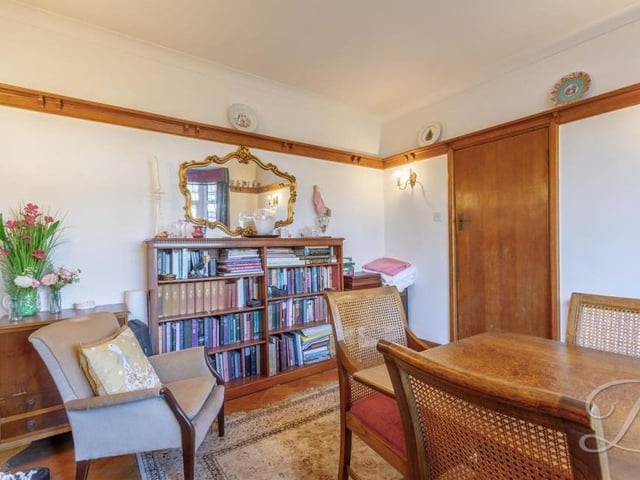 The dining room from a different angle. It has lots of character and is ideal for sit-down family meals.