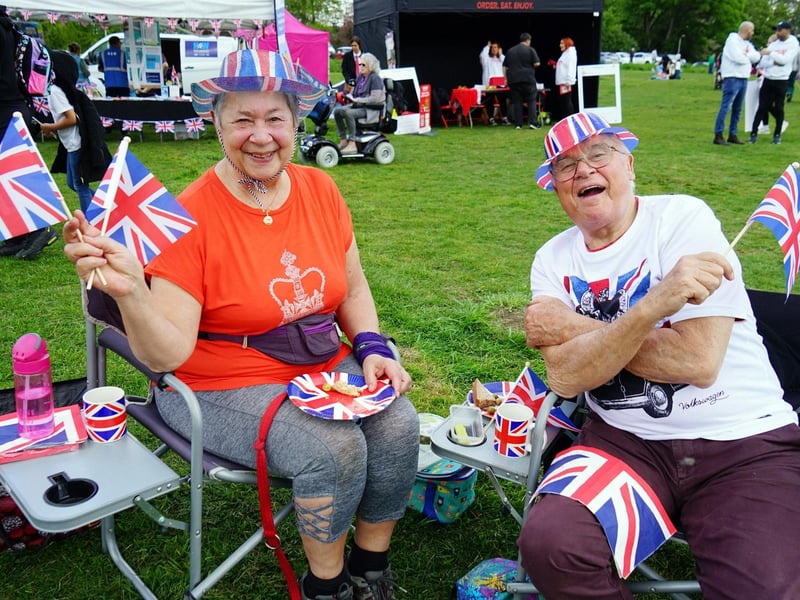 Berry Hill residents Katerina and Eric Roberts celebrating the coronation of King Charles III